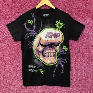 AMP Skull Lightning  Black T-Shirt Small